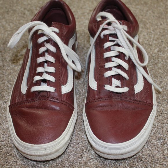 Vans Old Skool Moto Leather Maroon Skate Sneakers Shoe Size Womens 7 Mens 5.5 - Picture 6 of 12